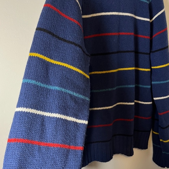 Todd Snyder 100% Wool Blue w Multicolored Horizontal Striped Men's Sweater Sz L - Picture 5 of 12